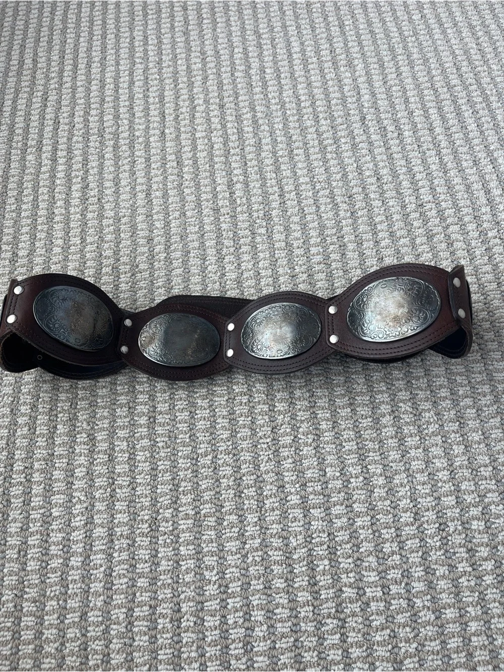 Vintage Sandy Duftler Designs Brown Leather Statement Belt
